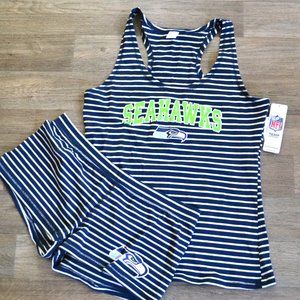 NWT NFL Seattle Seahawks Women's Striped Pajamas Set Tank and Shorts Size Medium